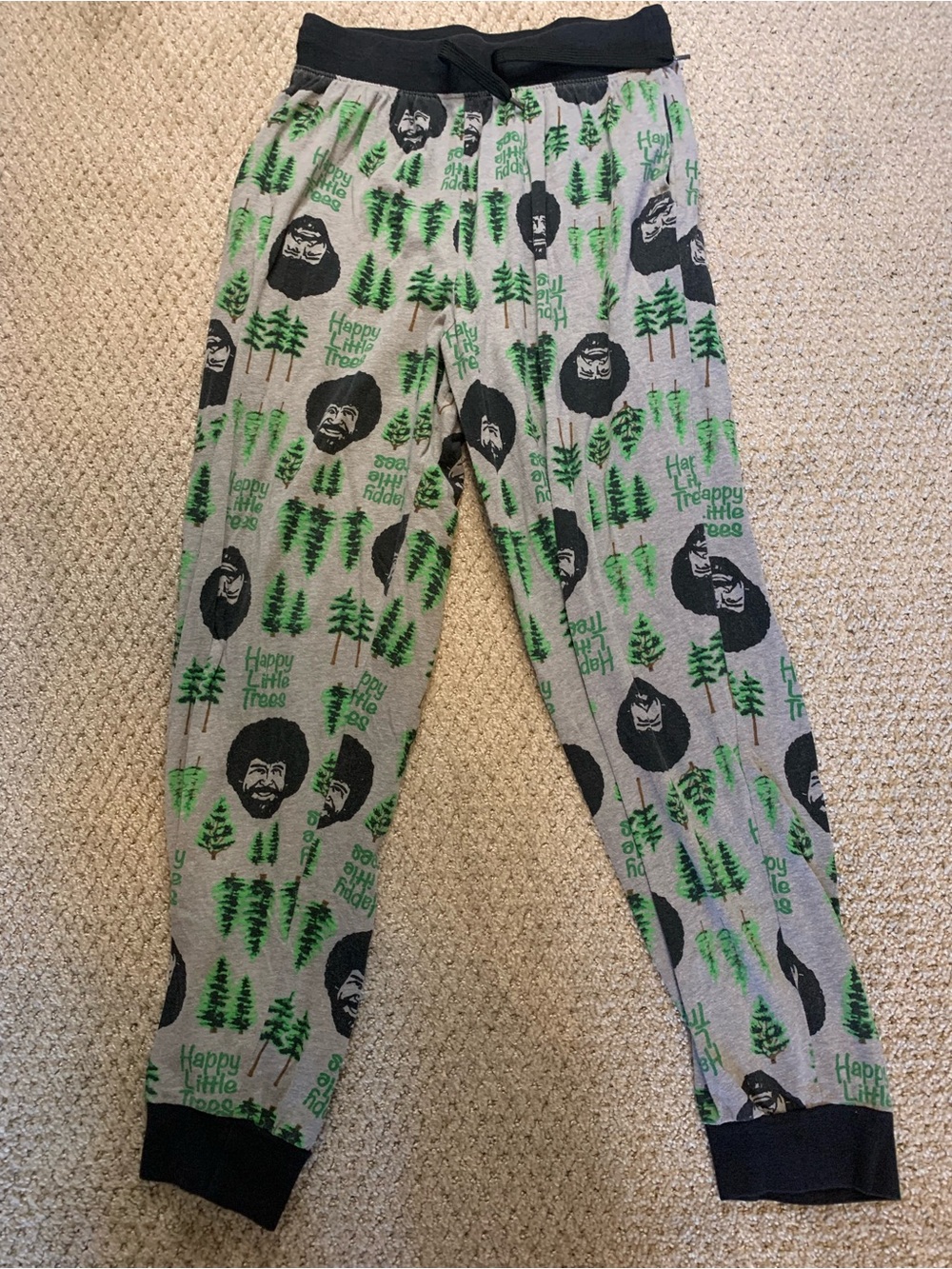 Bob Ross 'Happy Little Trees' Gray & Green Jogger Pajama Pants